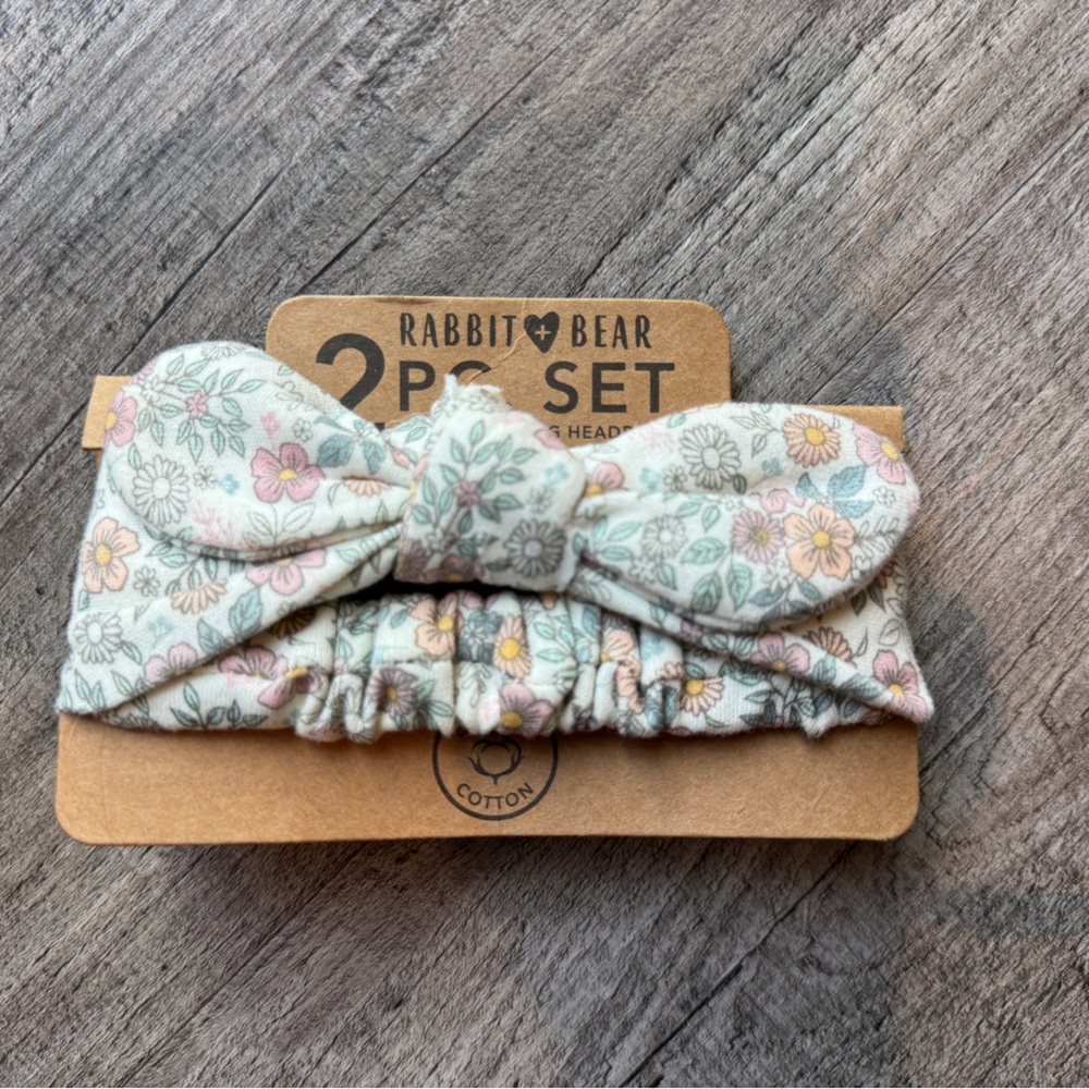 Rabbit + Bear Floral Baby Headband